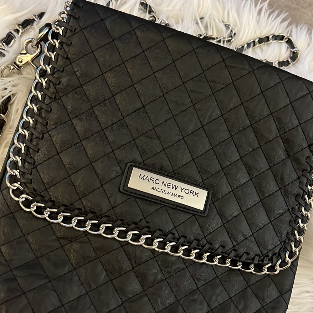 Marc New York Black Quilted Faux Leather Crossbody